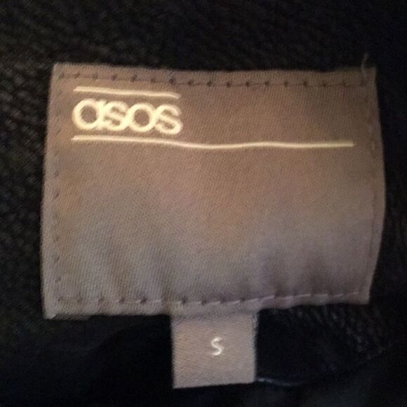 ASOS black faux leather moto lined black jacket - Picture 6 of 8